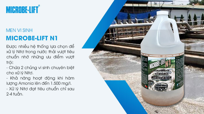 Xử lý Nitơ trong nước thải vượt tiêu chuẩn bằng Microbe-Lift N1 4 Men vi sinh chuyên xử lý Nitơ trong nước thải vượt tiêu chuẩn.