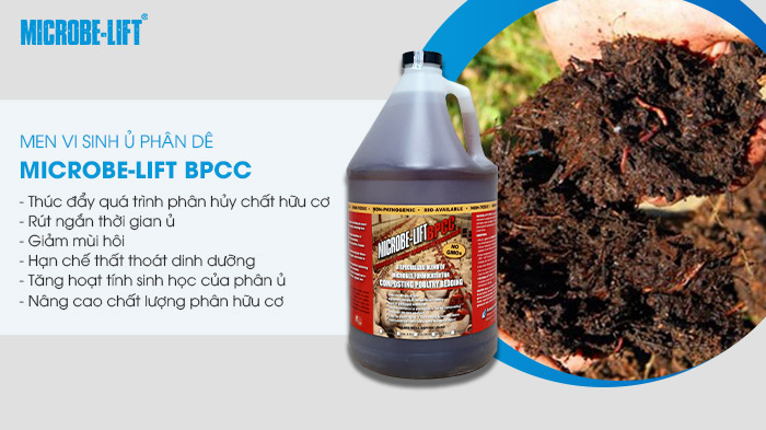 Ủ phân dê nhanh hoai mục với men vi sinh Microbe-Lift BPCC.